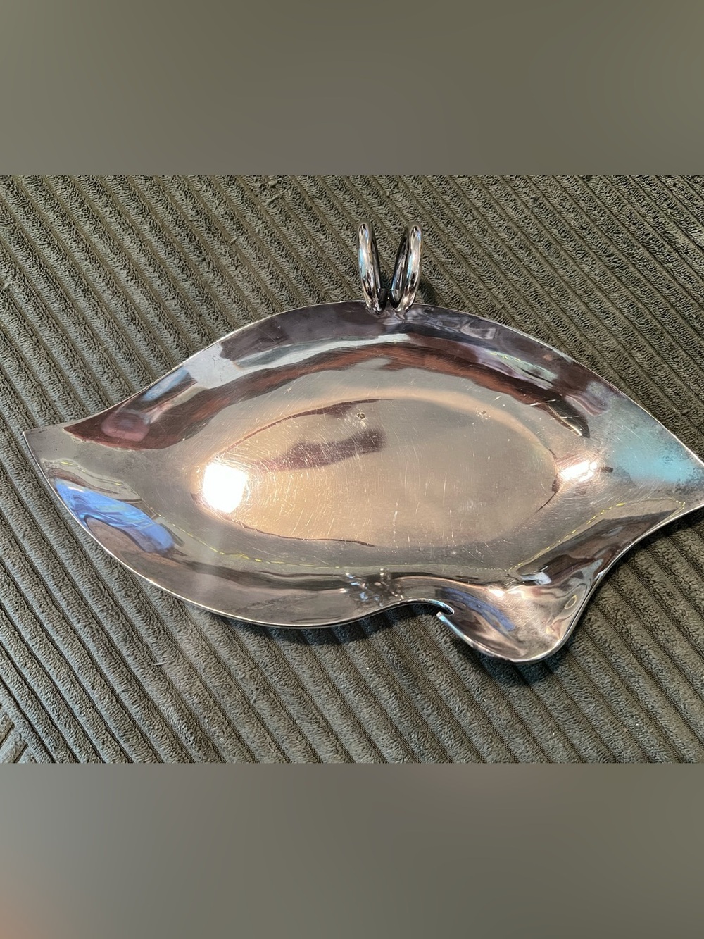 Vintage Mexican Silver-Plated Leaf Catchall Tray